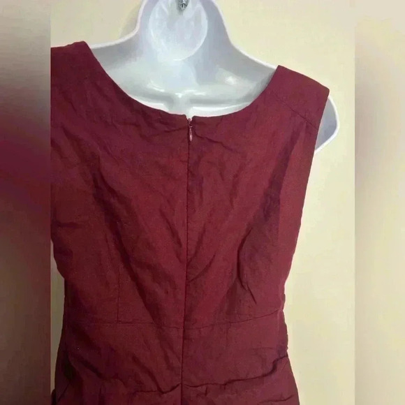 Eileen Fisher Cranberry Ruched Dress Size 4 - Picture 6 of 8